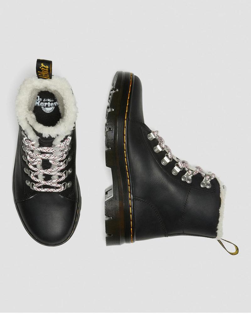 Dr Martens Combs Faux Shearling Gevoerde Winterschoenen Dames Zwart | NL 4OKI